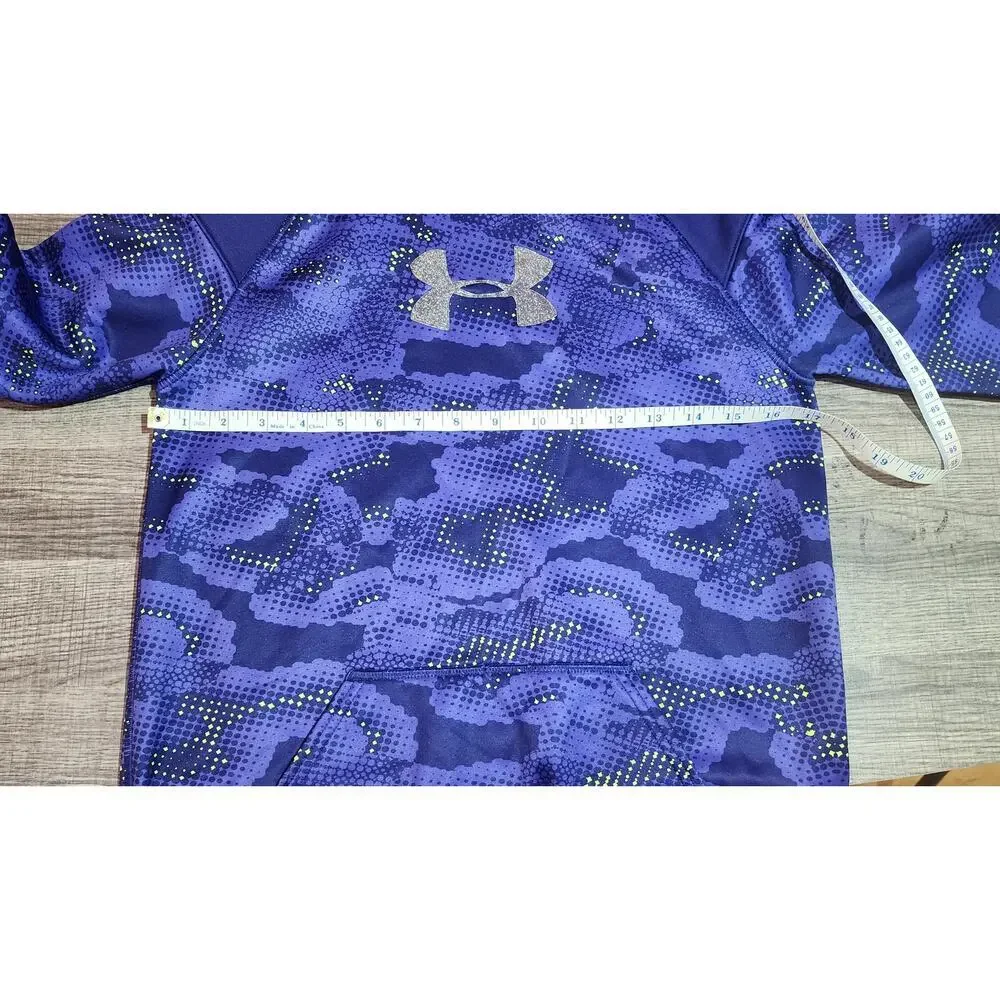 Under Armour Girls Purple Camo Performance Hoodie ColdGear Athletic Pullover